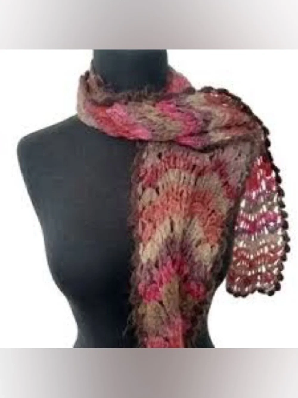 Eddie Bauer Vintage Mohair Blend Open Knit Scarf Pink Purple